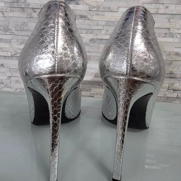 SAINT LAURENT PARIS WOMEN'S SIZE 38 US 37.5 SILVER PUMPS SHOES - Picture 5 of 8